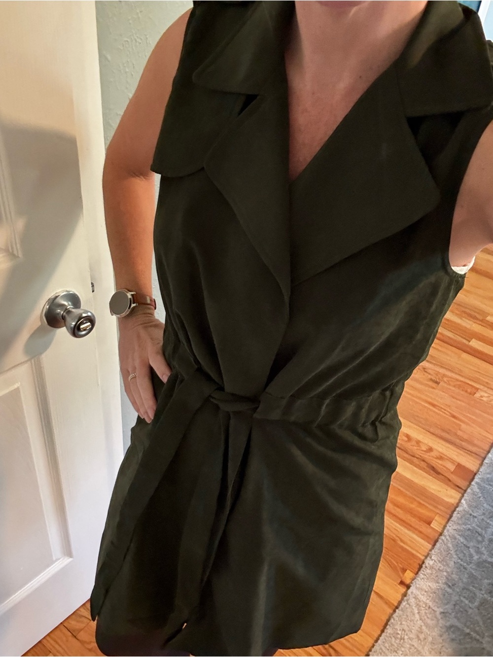 Sleeveless Olive Green Trench Coat